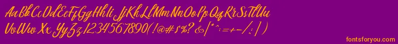 fuente Berlin Script – Fuentes Naranjas Sobre Fondo Morado