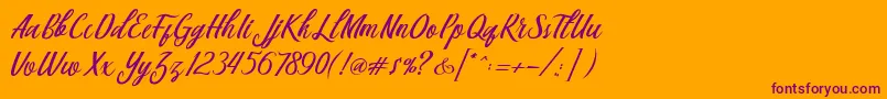 Berlin Script Font – Purple Fonts on Orange Background