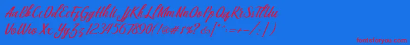 フォントBerlin Script – 赤い文字の青い背景