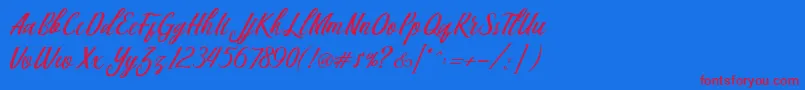 Berlin Script-Schriftart – Rote Schriften auf blauem Hintergrund