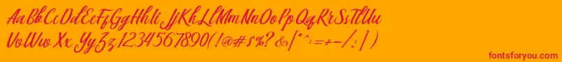 Berlin Script Font – Red Fonts on Orange Background