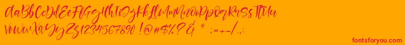 フォントBerlins – オレンジの背景に赤い文字