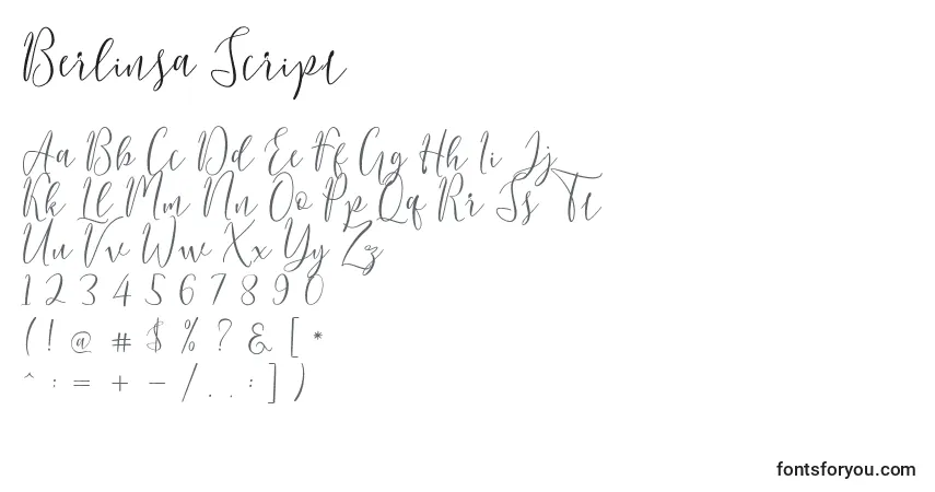 A fonte Berlinsa Script – alfabeto, números, caracteres especiais