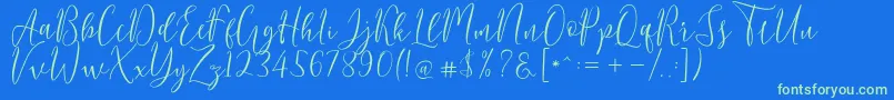 フォントBerlinsa Script – 青い背景に緑のフォント