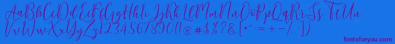 フォントBerlinsa Script – 紫色のフォント、青い背景