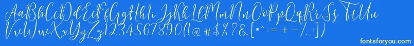 フォントBerlinsa Script – 黄色の文字、青い背景