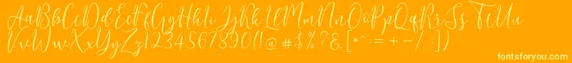 Berlinsa Script-Schriftart – Gelbe Schriften auf orangefarbenem Hintergrund