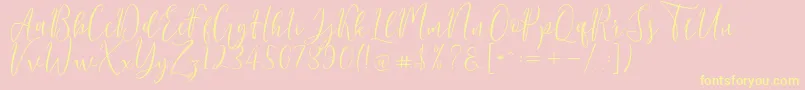 Berlinsa Script-Schriftart – Gelbe Schriften auf rosa Hintergrund