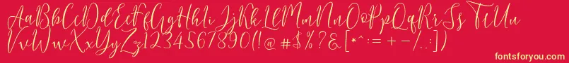 Berlinsa Script Font – Yellow Fonts on Red Background