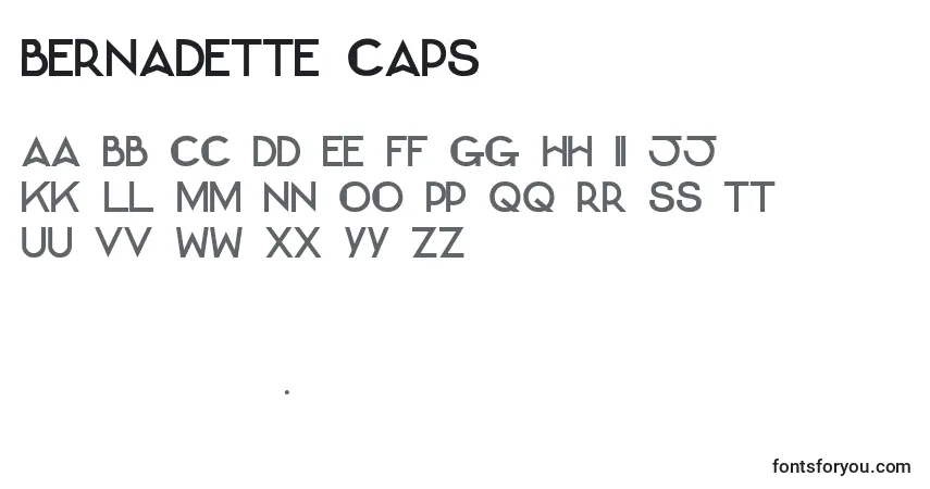Schriftart Bernadette Caps – Alphabet, Zahlen, spezielle Symbole