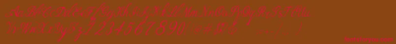 Bernadine Script Italic-Schriftart – Rote Schriften auf braunem Hintergrund