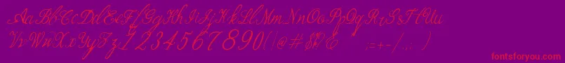 Bernadine Script Italic Font – Red Fonts on Purple Background