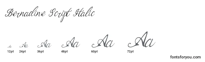 Tamaños de fuente Bernadine Script Italic