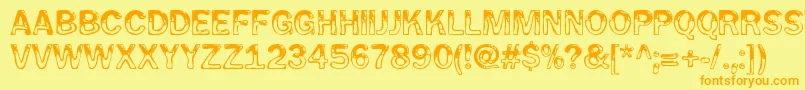 フォントWetpetRegular – オレンジの文字が黄色の背景にあります。