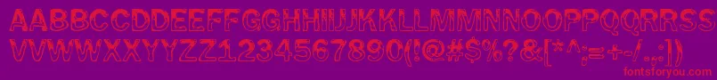 WetpetRegular-fontti – punaiset fontit violetilla taustalla