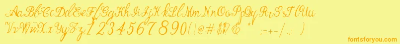 Fonte Bernadine Script – fontes laranjas em um fundo amarelo