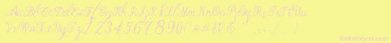 Bernadine Script Font – Pink Fonts on Yellow Background