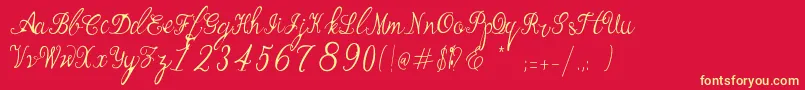 Fonte Bernadine Script – fontes amarelas em um fundo vermelho