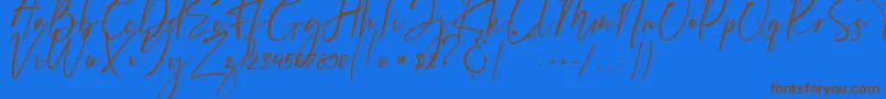 Bernaillo-Schriftart – Braune Schriften auf blauem Hintergrund