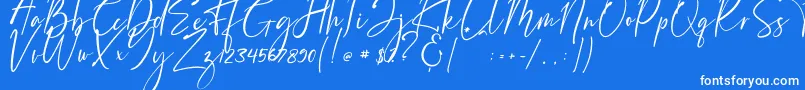 Bernaillo-Schriftart – Weiße Schriften auf blauem Hintergrund