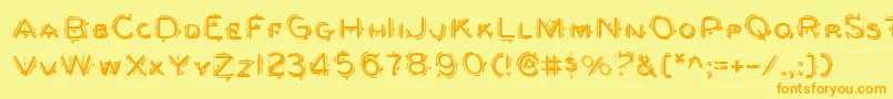 フォントberserker – オレンジの文字が黄色の背景にあります。