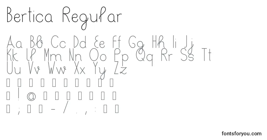 Czcionka Bertica Regular – alfabet, cyfry, specjalne znaki