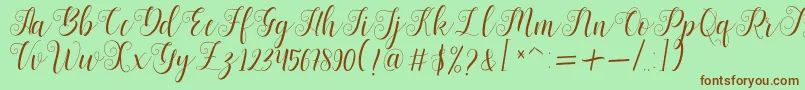 Bertiga   sample Font – Brown Fonts on Green Background