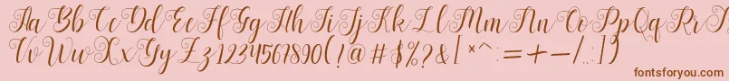 Bertiga   sample-Schriftart – Braune Schriften auf rosa Hintergrund