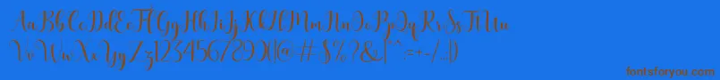 bertilda-Schriftart – Braune Schriften auf blauem Hintergrund