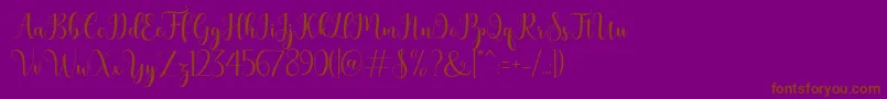 bertilda-Schriftart – Braune Schriften auf violettem Hintergrund