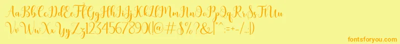 bertilda-Schriftart – Orangefarbene Schriften auf gelbem Hintergrund