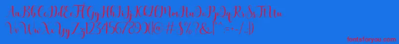 bertilda-Schriftart – Rote Schriften auf blauem Hintergrund