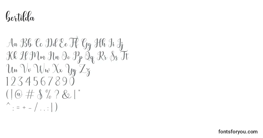 Czcionka Bertilda (121133) – alfabet, cyfry, specjalne znaki