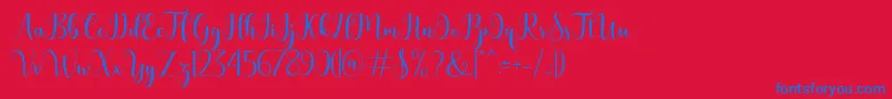 bertilda-Schriftart – Blaue Schriften auf rotem Hintergrund