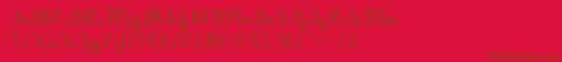bertilda-Schriftart – Braune Schriften auf rotem Hintergrund