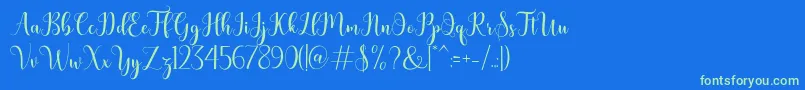 bertilda-fontti – vihreät fontit sinisellä taustalla
