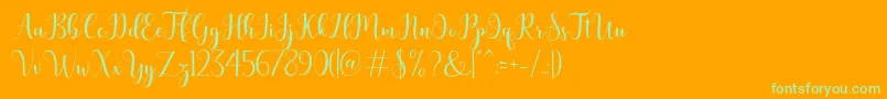 bertilda-Schriftart – Grüne Schriften auf orangefarbenem Hintergrund
