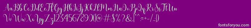 bertilda-Schriftart – Grüne Schriften auf violettem Hintergrund