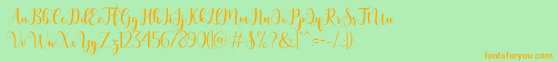 bertilda-Schriftart – Orangefarbene Schriften auf grünem Hintergrund