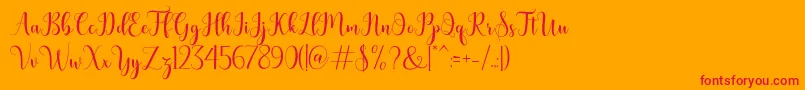 bertilda-Schriftart – Rote Schriften auf orangefarbenem Hintergrund