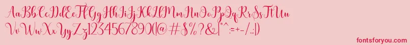 bertilda-fontti – punaiset fontit vaaleanpunaisella taustalla