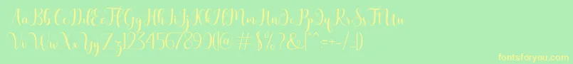 bertilda-Schriftart – Gelbe Schriften auf grünem Hintergrund