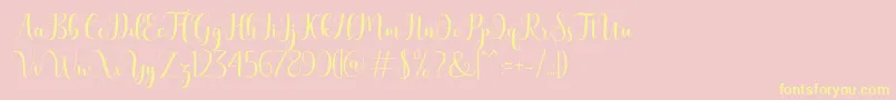 bertilda-Schriftart – Gelbe Schriften auf rosa Hintergrund