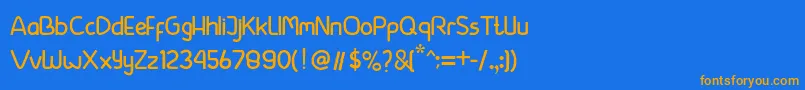 フォントbeside – オレンジ色の文字が青い背景にあります。