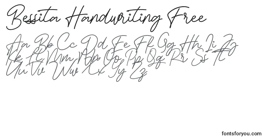 A fonte Bessita Handwriting Free – alfabeto, números, caracteres especiais