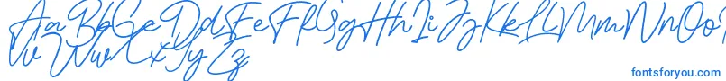 Bessita Handwriting Free-Schriftart – Blaue Schriften auf weißem Hintergrund