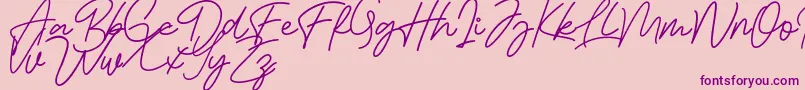 Bessita Handwriting Free Font – Purple Fonts on Pink Background