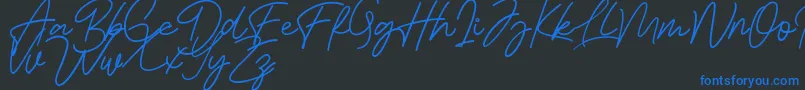 Шрифт Bessita Handwriting Free – синие шрифты на чёрном фоне