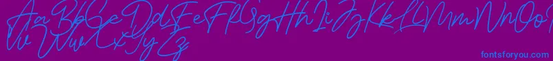 Fonte Bessita Handwriting Free – fontes azuis em um fundo violeta