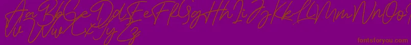 Bessita Handwriting Free-Schriftart – Braune Schriften auf violettem Hintergrund